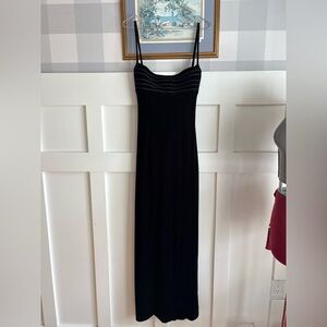 Tadashi Shoji Black Sleeveless Maxi Dress with Subtle Band Detail Medium